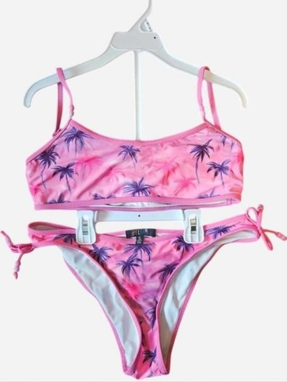 dELiA*s Pink and Purple Palm Print Tropical Bikini Set